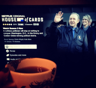 Morning coffee with my favorite power couple. (Woke up early to get in an episode or two before work. That's normal, right?) 