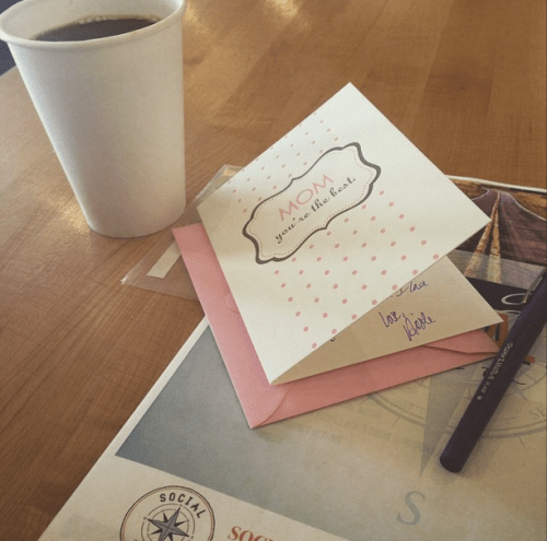 Accidentally showed up super early for a hair appointment which provided me a little downtime for coffee, writing cards and reading my friend's awesome e-book.