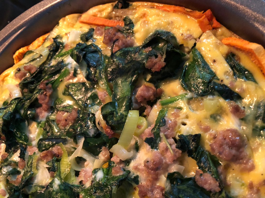 this week in our kitchen: sausage + leek + spinach quiche