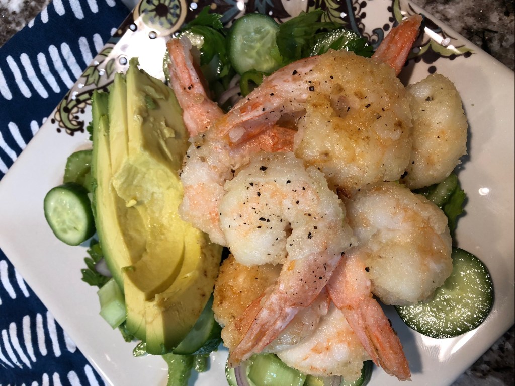 this week in our kitchen: salt-and-pepper shrimp with cucumber&nbsp;salad